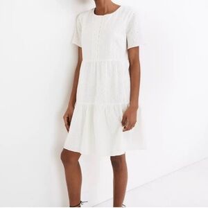 NWT Madewell White Eyelet Tiered Mini Dress